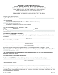 Form TL-101A Transfer Without Sale Affidavit - Nevada (English/Spanish), Page 4