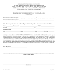 Form TL-105 Buyer Acknowledgment of Taxes - Nevada, Page 2