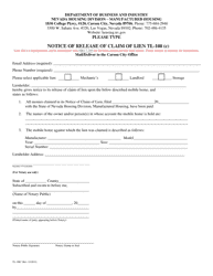 Document preview: Form TL-108C Notice of Release of Claim of Lien - Nevada