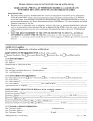 Document preview: Form TCEQ-20660 Request for Approval of Temporary Debris Management Site for Debris Resulting From State or Federal Disaster - Texas