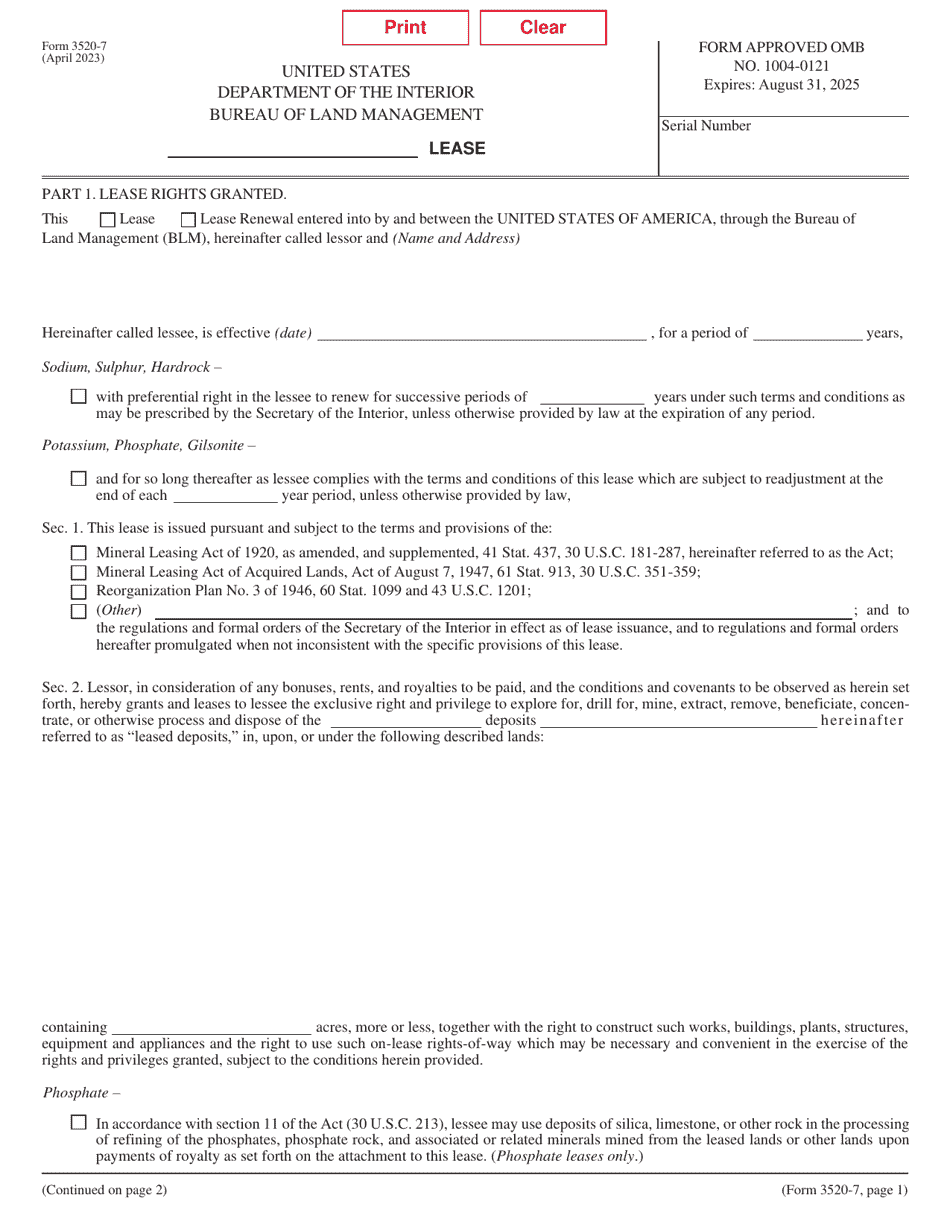 BLM Form 3520-7 - Fill Out, Sign Online and Download Fillable PDF ...