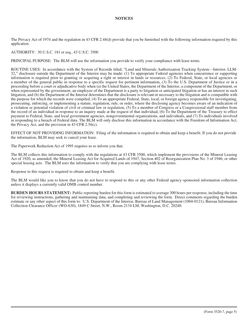 BLM Form 3520-7 Lease for Non-energy Leasable Minerals, Page 5