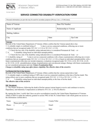 Document preview: Form WDVA2096 Service Connected Disability Verification Form - Wisconsin