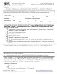 Document preview: Form WDVA1045 Request for Release and/or Discussion of Veterans Records and Issues - Wisconsin
