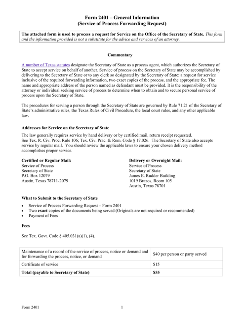 Form 2401  Printable Pdf