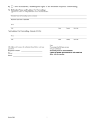 Form 2401 Service of Process Forwarding Request - Texas, Page 4