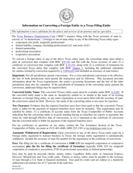 Form 647 Checklist of Requirements for Texas Certificate of Conversion Converting a Foreign Entity to a Texas Filing Entity - Texas