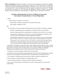 Form 647 Checklist of Requirements for Texas Certificate of Conversion Converting a Foreign Entity to a Texas Filing Entity - Texas, Page 2