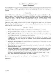 Form 2304 Notary Public Complaint - Texas