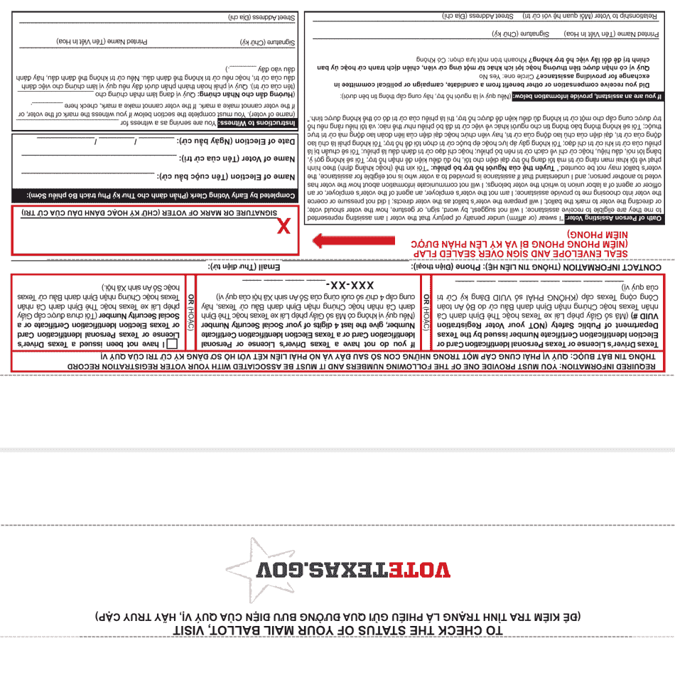 Form 6-15 Carrier Envelope for Early Voting Ballot - Texas (English / Vietnamese), Page 3