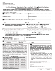 Document preview: Form 6-40 Confidential Voter Registration Form and Early Voting Ballot Application - Texas