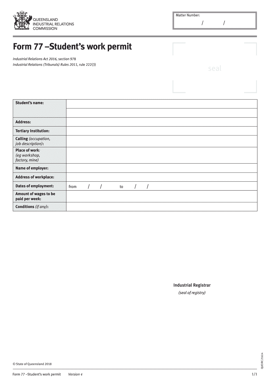 Form 77 - Fill Out, Sign Online and Download Fillable PDF, Queensland