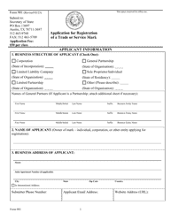 Document preview: Form 901 Application for Registration of a Trade or Service Mark - Texas