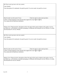 Form 901 Application for Registration of a Trade or Service Mark - Texas, Page 5