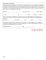 Form 901 Application for Registration of a Trade or Service Mark - Texas, Page 6