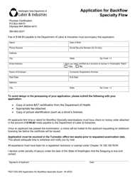 Form F627-035-000 Application for Backflow Specialty Flow - Washington