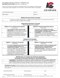 Document preview: Colorado Sexual Assault Consent and Information Form - Colorado