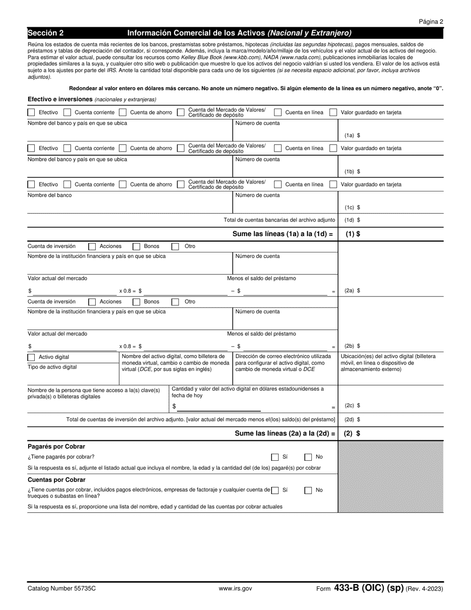 IRS Formulario 433-B (OIC) Download Fillable PDF Or Fill Online ...