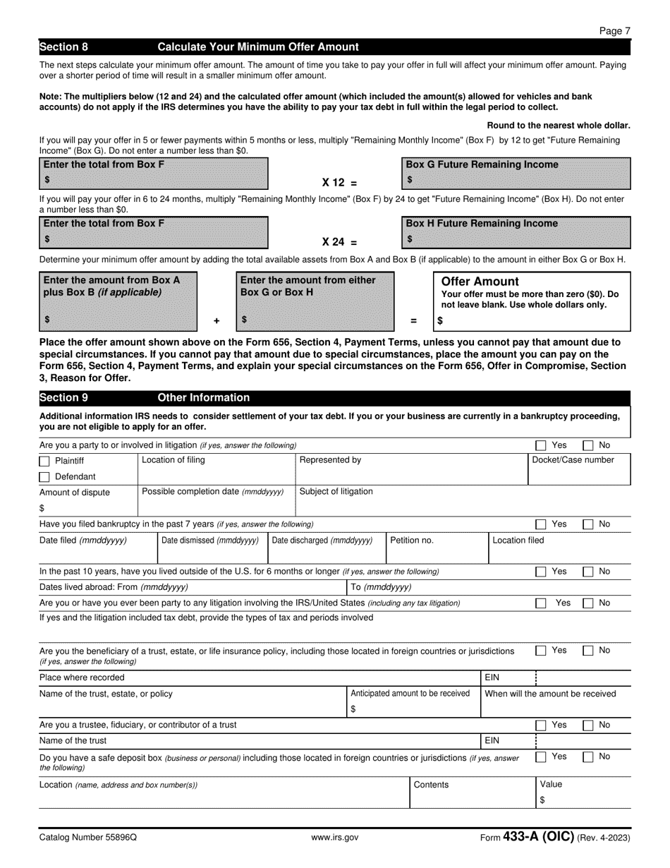 IRS Form 433-A (OIC) Download Fillable PDF or Fill Online Collection ...