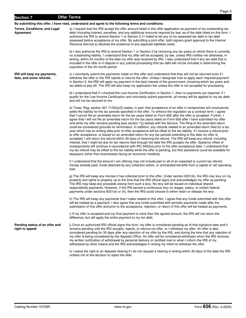 IRS Form 656 Offer in Compromise, Page 6