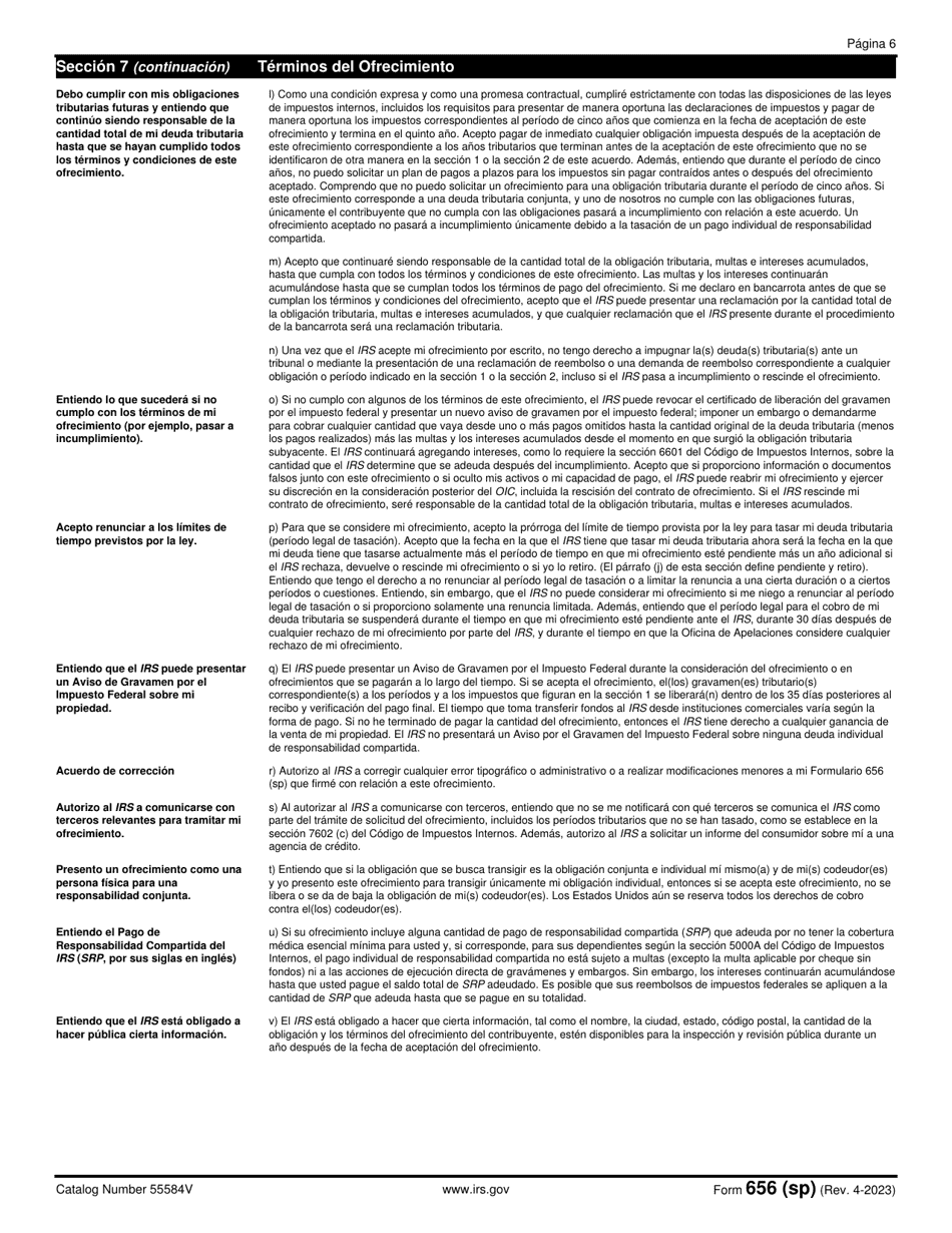 IRS Formulario 656 Ofrecimiento De Transaccion (Spanish), Page 7