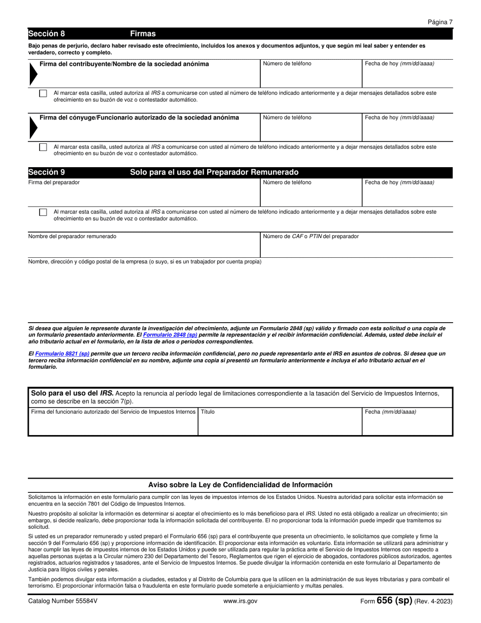 IRS Formulario 656 Ofrecimiento De Transaccion (Spanish), Page 8