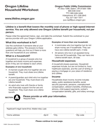 Document preview: Form FM951 Oregon Lifeline Household Worksheet - Oregon
