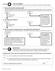 Form FM951 Oregon Lifeline Household Worksheet - Oregon, Page 2