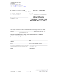 Document preview: Form CC16:2.229 Acceptance of Appointment of Temporary Conservator by the Public Guardian - Nebraska
