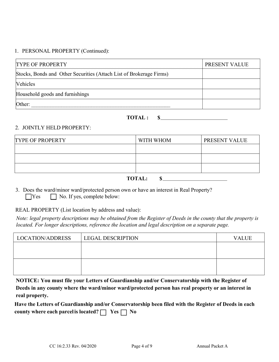 Form CC16:2.33 Annual Packet a - Guardianship Annual Reporting Forms - Nebraska, Page 6
