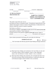 Document preview: Form JC14:10 Parental Consent Order and Findings of Fact Confidential - Nebraska
