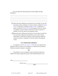 Form JC14:10 Parental Consent Order and Findings of Fact Confidential - Nebraska, Page 2