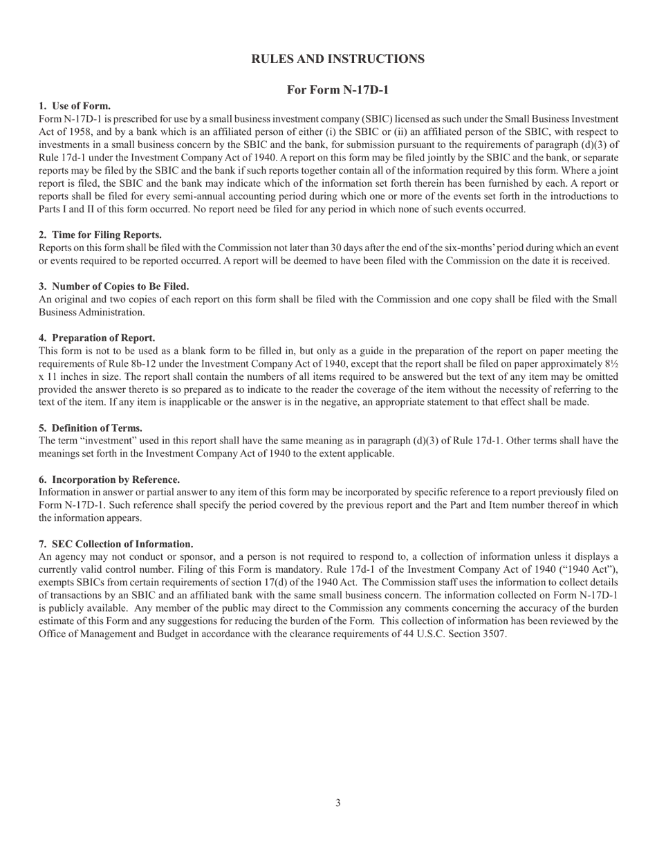 Form N-17D-1 (SEC Form 1839) Report Filed by Small Business Investment Company (Sbic) Registered Under the Investment Companyact of 1940 and an Affiliated Bank, With Respect to Investments by the Sbic and the Bank, Submitted Pursuant to Paragraph (D)(3) of Rule 17d-1, Page 3