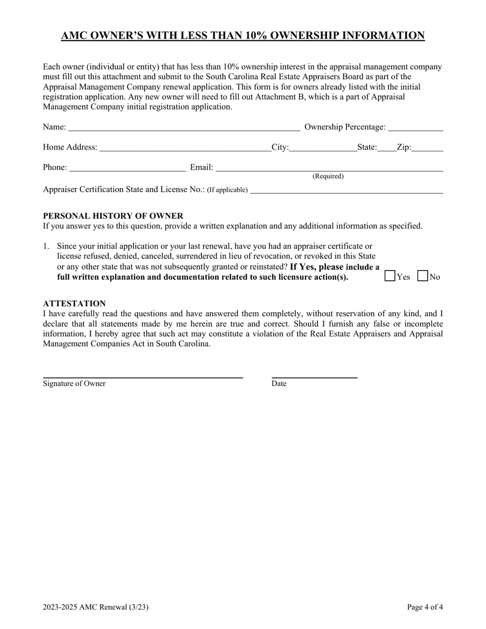Appraisal Management Company Renewal - South Carolina, Page 4