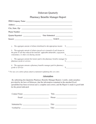 Document preview: Delaware Quarterly Pharmacy Benefits Manager Report - Delaware