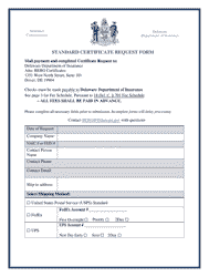 Document preview: Standard Certificate Request Form - Delaware