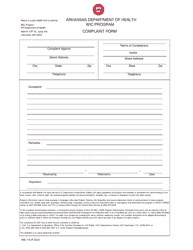 Document preview: Form WIC-14 Complaint Form - Wic Program - Arkansas