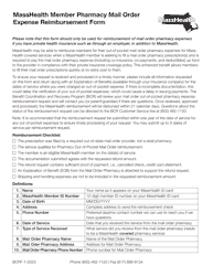 Document preview: Form BCRF-1 Masshealth Member Pharmacy Mail Order Expense Reimbursement Form - Massachusetts