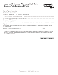 Form BCRF-1 Masshealth Member Pharmacy Mail Order Expense Reimbursement Form - Massachusetts, Page 3
