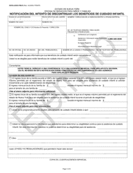 Document preview: Formulario OCFS-LDSS-4782-S Notificacion Del Intento De Discontinuar Los Beneficios De Cuidado Infantil - Ejemplo - New York (Spanish)