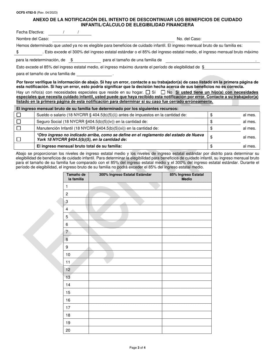 Formulario Ocfs Ldss 4782 S Download Printable Pdf Or Fill Online Notificacion Del Intento De