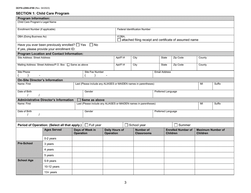 Form OCFS-LDSS-4700 Enrollment Form for Legally Exempt Group Child Care Program - New York, Page 3