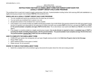 Instructions for Form OCFS-LDSS-4700 Enrollment Form for Legally Exempt Group Child Care Program - New York, Page 11