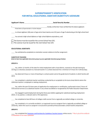 Document preview: Superintendent's Verification for Initial Educational Assistant/Substitute Licensure - New Mexico