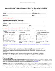 Superintendent&#039;s Recommendation Form for Continuing Licensure - Instructional Support Provider - New Mexico