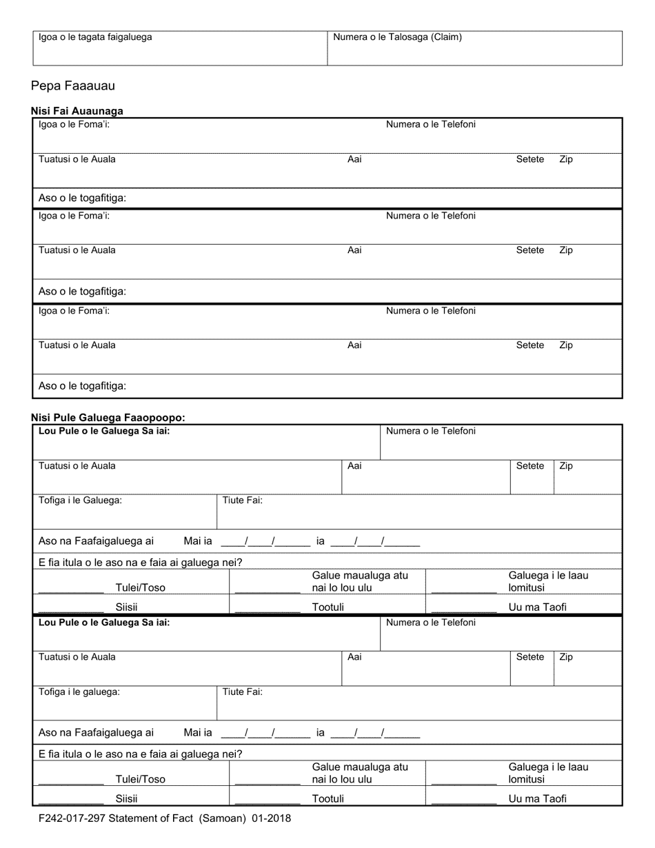 Form F242-017-297 Statement of Fact - Washington (Samoan), Page 4