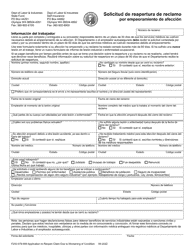 Form F242-079-909 Application to Reopen Claim Due to Worsening of Condition - Washington (English/Spanish)