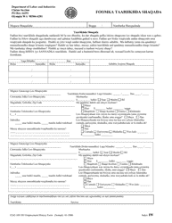 Document preview: Form F242-109-303 Employment History Form - Washington (Somali)