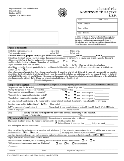Form F242-208-200 Application for L.e.p. Compensation Med - Washington (English/Albanian)