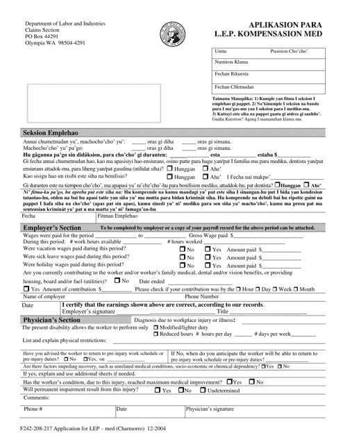 Form F242-208-217 Application for L.e.p. Compensation Med - Washington (English/Chamorro)